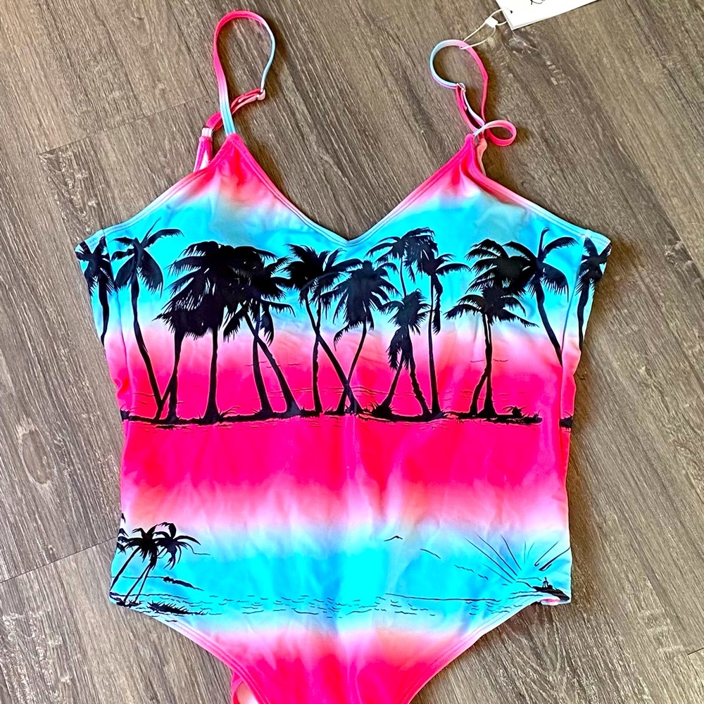RoseGal Swimsuit Tropical Floral Palm Tree design NWT size 20